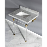 Templeton 30-Inch Carrara Marble Vanity Top with Acrylic Legs (8-Inch, 3-Hole)