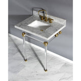 Templeton 30-Inch Carrara Marble Vanity Top with Acrylic Legs (8-Inch, 3-Hole)