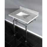 Templeton 30-Inch Carrara Marble Vanity Top with Brass Legs (8-Inch, 3-Hole)