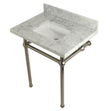 Templeton 30-Inch Carrara Marble Vanity Top with Brass Legs (8-Inch, 3-Hole)