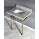 Templeton 30-Inch Carrara Marble Vanity Top with Brass Legs (8-Inch, 3-Hole)