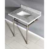 Templeton 30-Inch Carrara Marble Vanity Top with Brass Legs (8-Inch, 3-Hole)