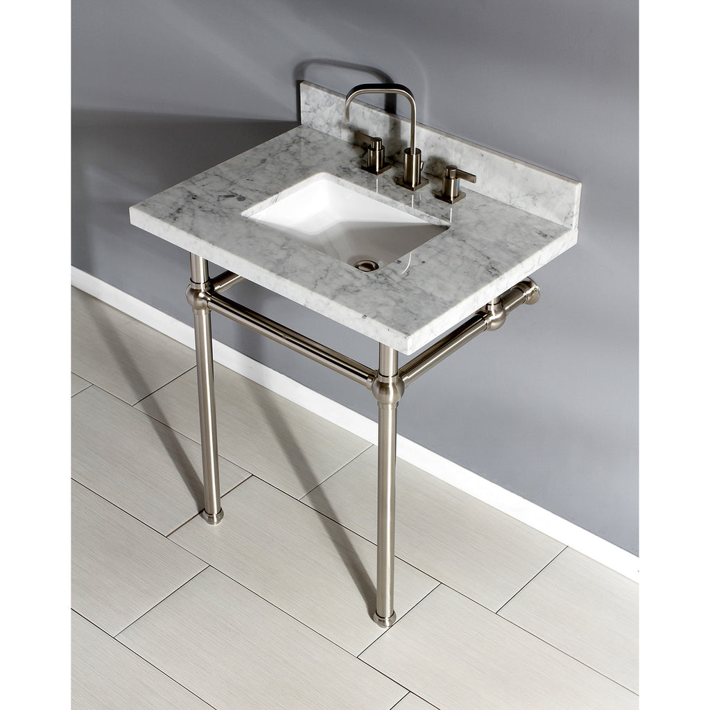 Templeton 30-Inch Carrara Marble Vanity Top with Brass Legs (8-Inch, 3-Hole)