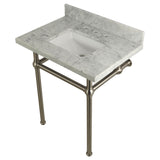 Templeton 30-Inch Carrara Marble Vanity Top with Brass Legs (8-Inch, 3-Hole)