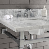 Monarch 30-Inch Carrara Marble Console Sink with Stainless Steel Legs (8-Inch, 3-Hole)