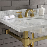 Monarch 30-Inch Carrara Marble Console Sink with Stainless Steel Legs (8-Inch, 3-Hole)