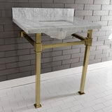 Monarch 30-Inch Carrara Marble Console Sink with Stainless Steel Legs (8-Inch, 3-Hole)
