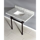 Templeton 36-Inch Carrara Marble Vanity Top with Brass Legs (8-Inch, 3-Hole)
