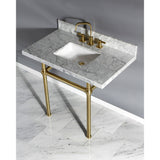 Templeton 36-Inch Carrara Marble Vanity Top with Brass Legs (8-Inch, 3-Hole)