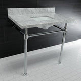 Dreyfuss 36-Inch Carrara Marble Vanity Top with Stainless Steel Legs (8-Inch, 3-Hole)