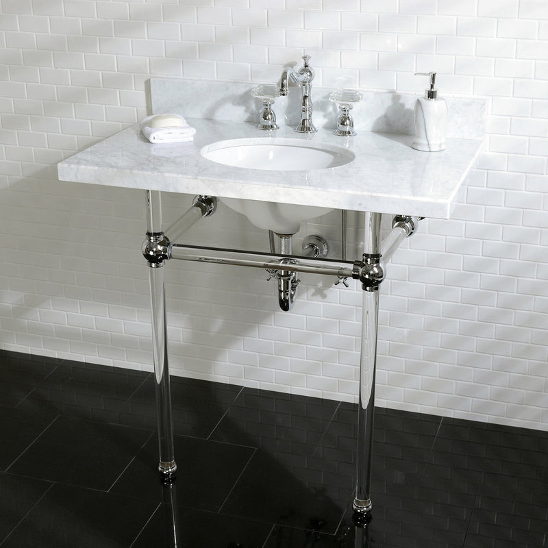 Templeton 36-Inch Carrara Marble Vanity Top with Acrylic Legs (8-Inch, 3-Hole)