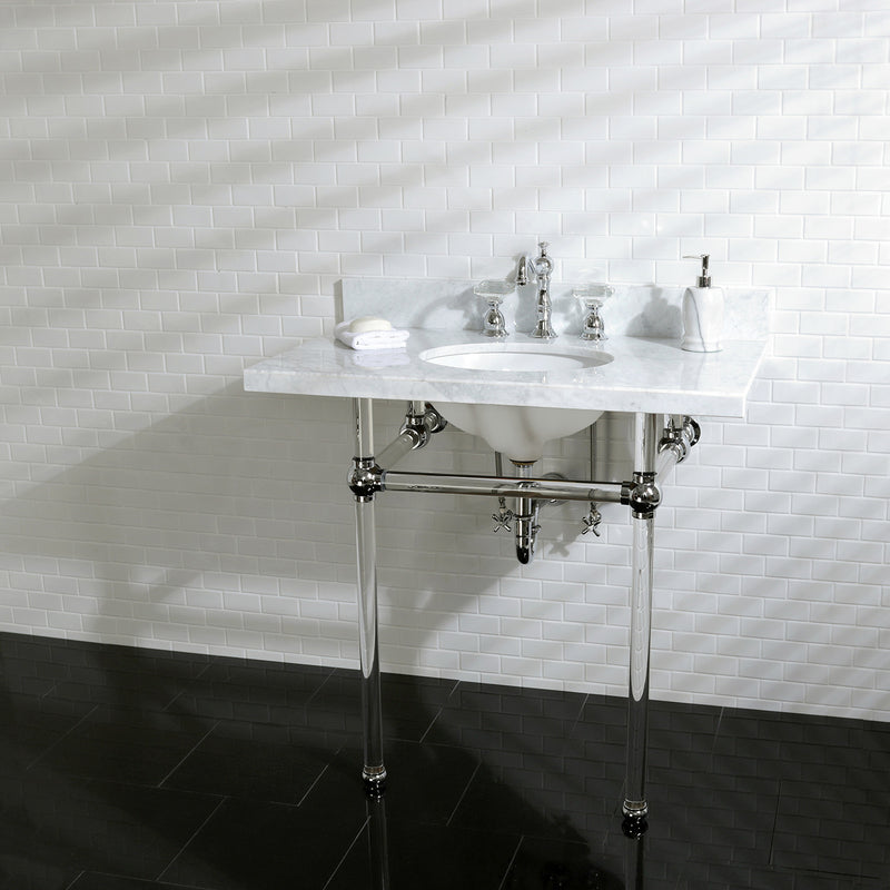 Templeton 36-Inch Carrara Marble Vanity Top with Acrylic Legs (8-Inch, 3-Hole)