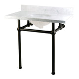 Templeton 36-Inch Carrara Marble Vanity Top with Brass Legs (8-Inch, 3-Hole)