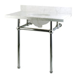 Templeton 36-Inch Carrara Marble Vanity Top with Brass Legs (8-Inch, 3-Hole)
