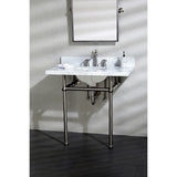 Templeton 36-Inch Carrara Marble Vanity Top with Brass Legs (8-Inch, 3-Hole)