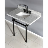 Templeton 36-Inch Carrara Marble Vanity Top with Brass Legs (8-Inch, 3-Hole)