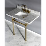 Templeton 36-Inch Carrara Marble Vanity Top with Brass Legs (8-Inch, 3-Hole)