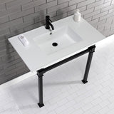 Monarch 37-Inch Ceramic Console Sink with Stainless Steel Legs (1-Hole)
