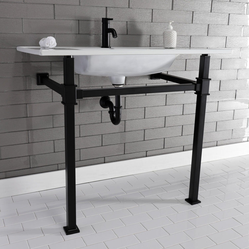 Monarch 37-Inch Ceramic Console Sink with Stainless Steel Legs (1-Hole)