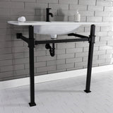 Monarch 37-Inch Ceramic Console Sink with Stainless Steel Legs (1-Hole)