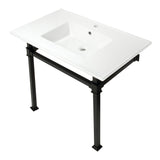 Monarch 37-Inch Ceramic Console Sink with Stainless Steel Legs (1-Hole)