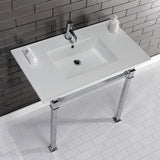 Monarch 37-Inch Ceramic Console Sink with Stainless Steel Legs (1-Hole)