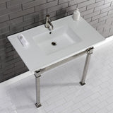 Monarch 37-Inch Ceramic Console Sink with Stainless Steel Legs (1-Hole)