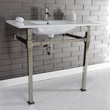 Monarch 37-Inch Ceramic Console Sink with Stainless Steel Legs (1-Hole)