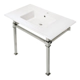 Monarch 37-Inch Ceramic Console Sink with Stainless Steel Legs (1-Hole)