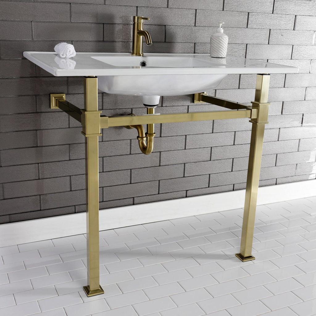 Monarch 37-Inch Ceramic Console Sink with Stainless Steel Legs (1-Hole)