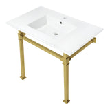 Monarch 37-Inch Ceramic Console Sink with Stainless Steel Legs (1-Hole)