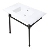 Dreyfuss 37-Inch Ceramic Console Sink with Stainless Steel Legs (1-Hole)