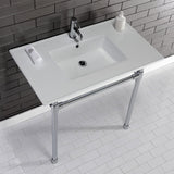 Dreyfuss 37-Inch Ceramic Console Sink with Stainless Steel Legs (1-Hole)