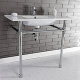 Dreyfuss 37-Inch Ceramic Console Sink with Stainless Steel Legs (1-Hole)