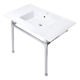 Dreyfuss 37-Inch Ceramic Console Sink with Stainless Steel Legs (1-Hole)