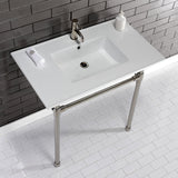 Dreyfuss 37-Inch Ceramic Console Sink with Stainless Steel Legs (1-Hole)