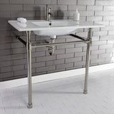Dreyfuss 37-Inch Ceramic Console Sink with Stainless Steel Legs (1-Hole)