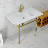 Dreyfuss 37-Inch Ceramic Console Sink with Stainless Steel Legs (1-Hole)