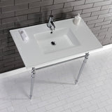 Edwardian 37-Inch Ceramic Console Sink with Brass Legs (1-Hole)