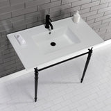 Edwardian 37-Inch Ceramic Console Sink with Brass Legs (1-Hole)