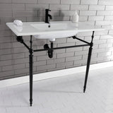 Edwardian 37-Inch Ceramic Console Sink with Brass Legs (1-Hole)