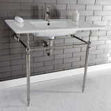 Edwardian 37-Inch Ceramic Console Sink with Brass Legs (1-Hole)