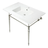 Edwardian 37-Inch Ceramic Console Sink with Brass Legs (1-Hole)