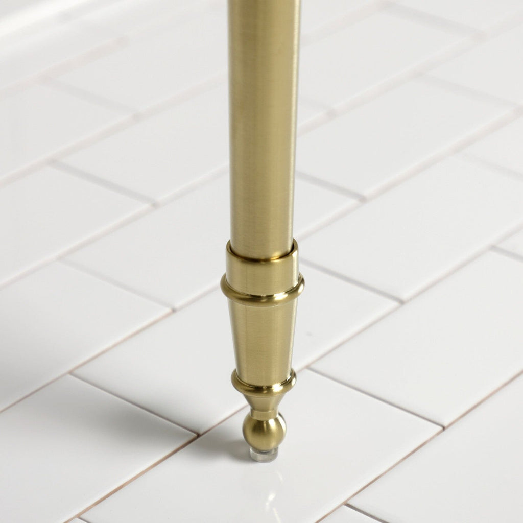 Edwardian 37-Inch Ceramic Console Sink with Brass Legs (4-Inch, 3-Hole)