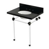 Templeton 30-Inch Black Granite Console Sink with Acrylic Legs (8-Inch, 3-Hole)