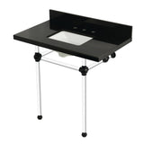 Templeton 36-Inch Black Granite Console Sink with Acrylic Legs (8-Inch, 3-Hole)