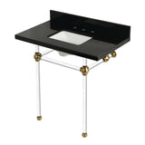 Templeton 36-Inch Black Granite Console Sink with Acrylic Legs (8-Inch, 3-Hole)