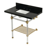 Templeton 36-Inch Black Granite Console Sink with Acrylic Legs and Shelf (8-Inch, 3-Hole)