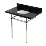 Templeton 36-Inch Black Granite Console Sink with Brass Legs (8-Inch, 3-Hole)