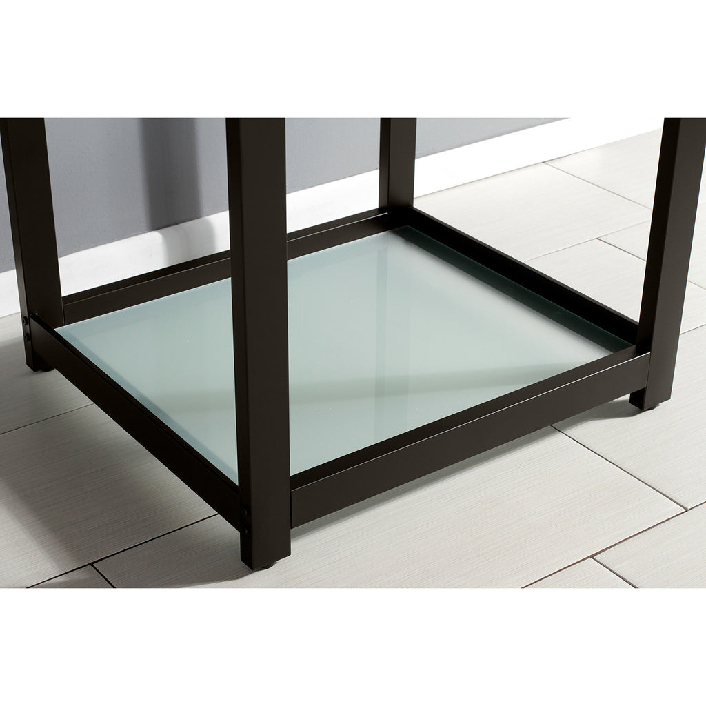 Kingston Commercial 25-Inch Stainless Steel Console Sink with Steel Base and Glass Shelf (8-Inch, 3-Hole)